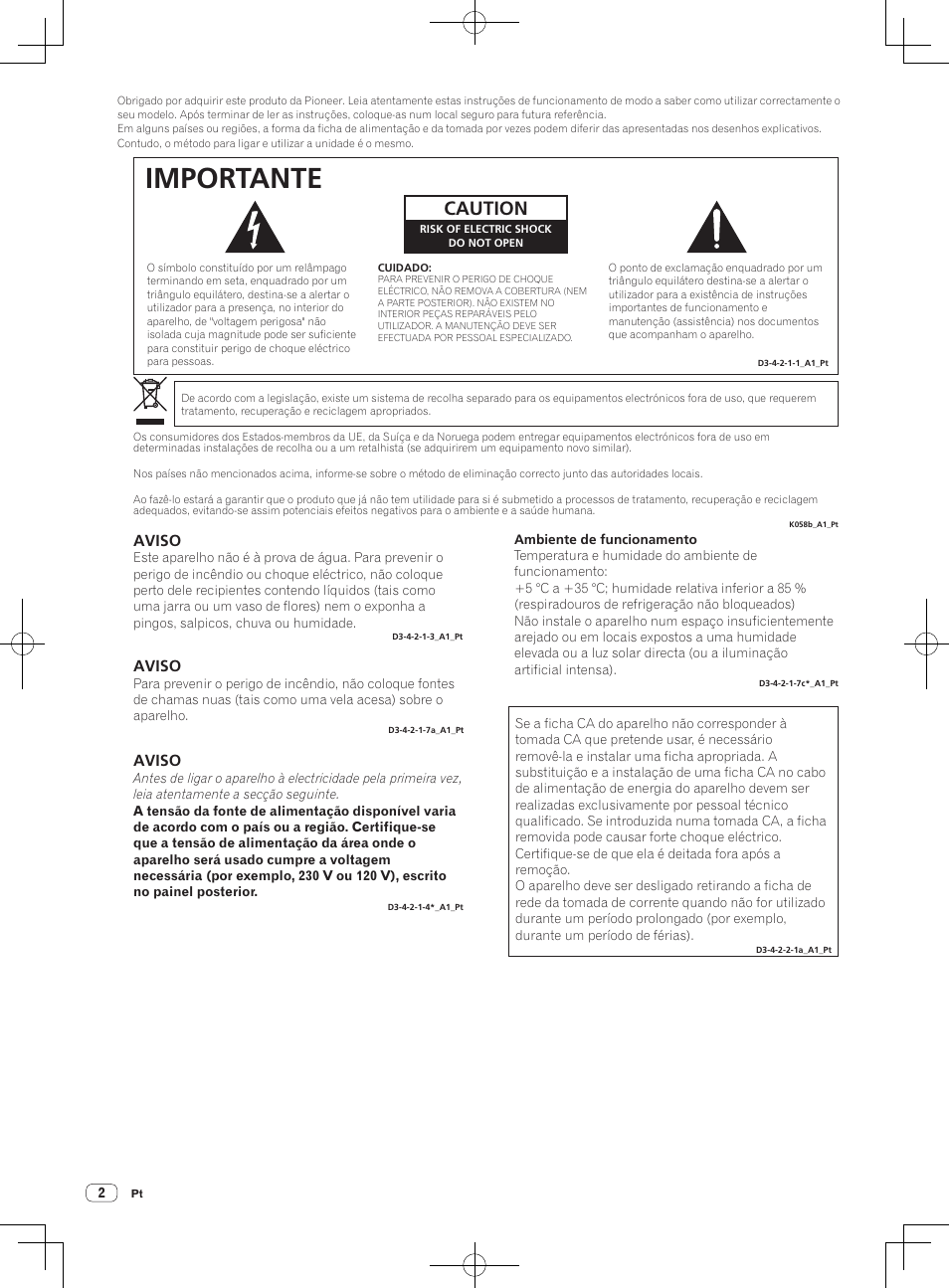 Multi leitor, Importante, Caution | Aviso | Pioneer CDJ-2000NXS User Manual | Page 86 / 116