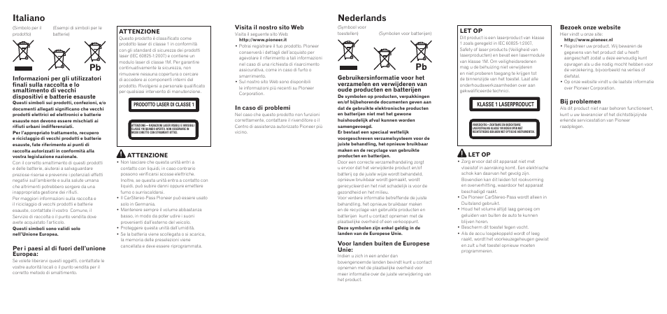 Italiano, Nederlands | Pioneer DVH-330UB User Manual | Page 3 / 4