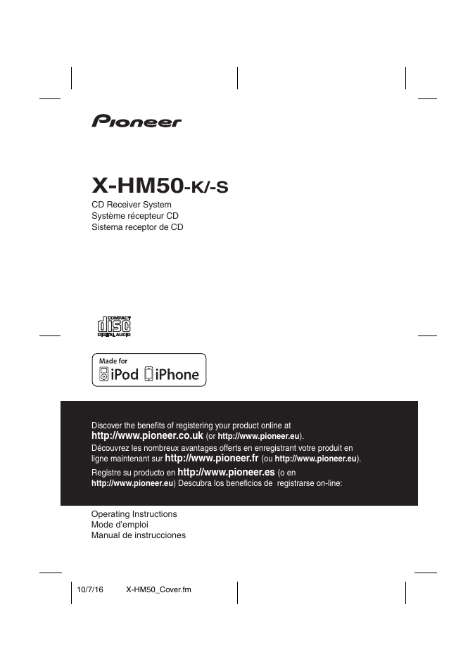 Pioneer X-HM50-K User Manual | 76 pages