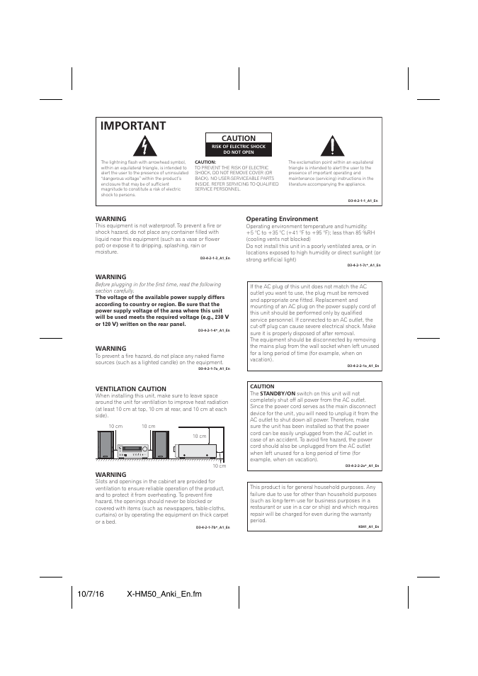 Important, Caution | Pioneer X-HM50-K User Manual | Page 2 / 76