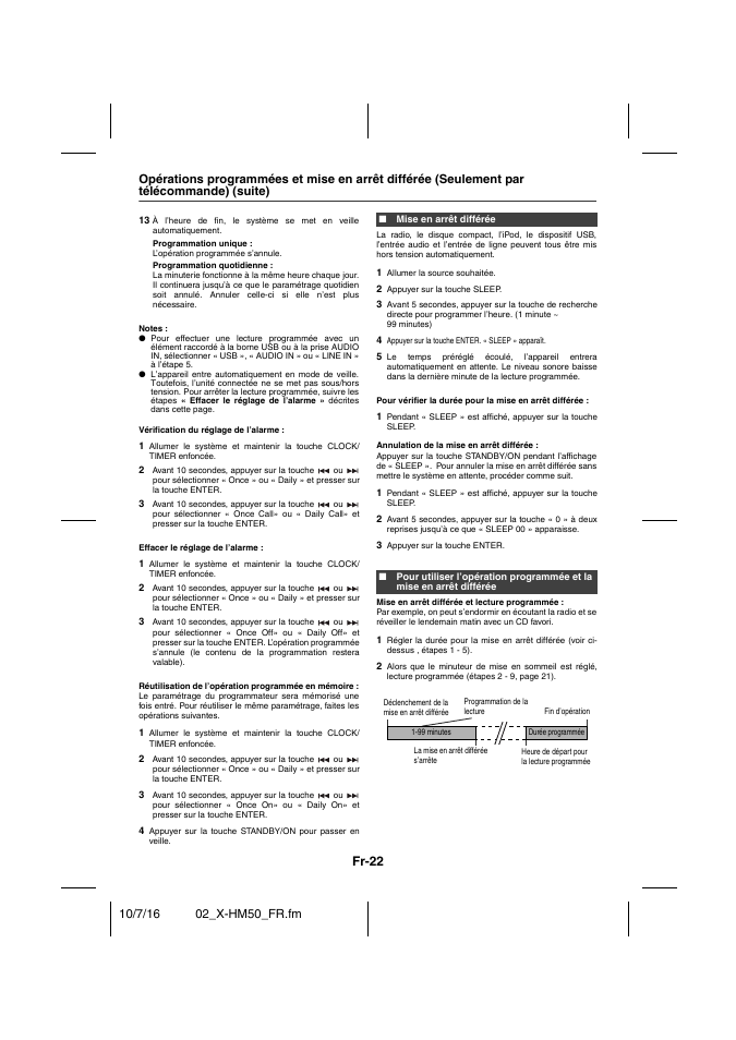 Mise en arrêt différée, Fr-22 | Pioneer X-HM50-K User Manual | Page 46 / 76