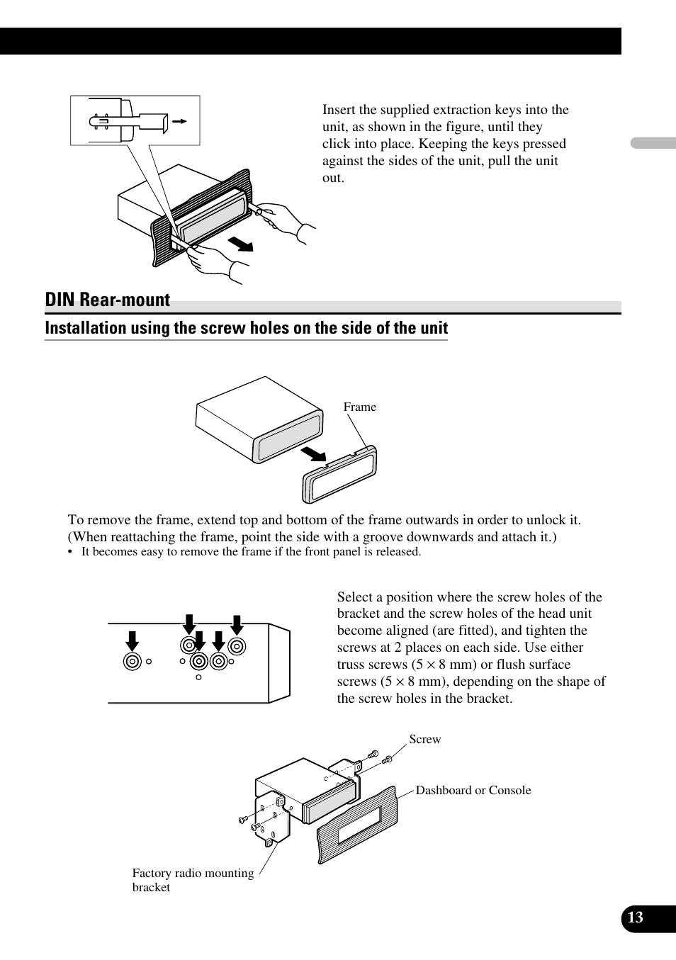 Din rear-mount | Pioneer XDV-P6 User Manual | Page 13 / 86