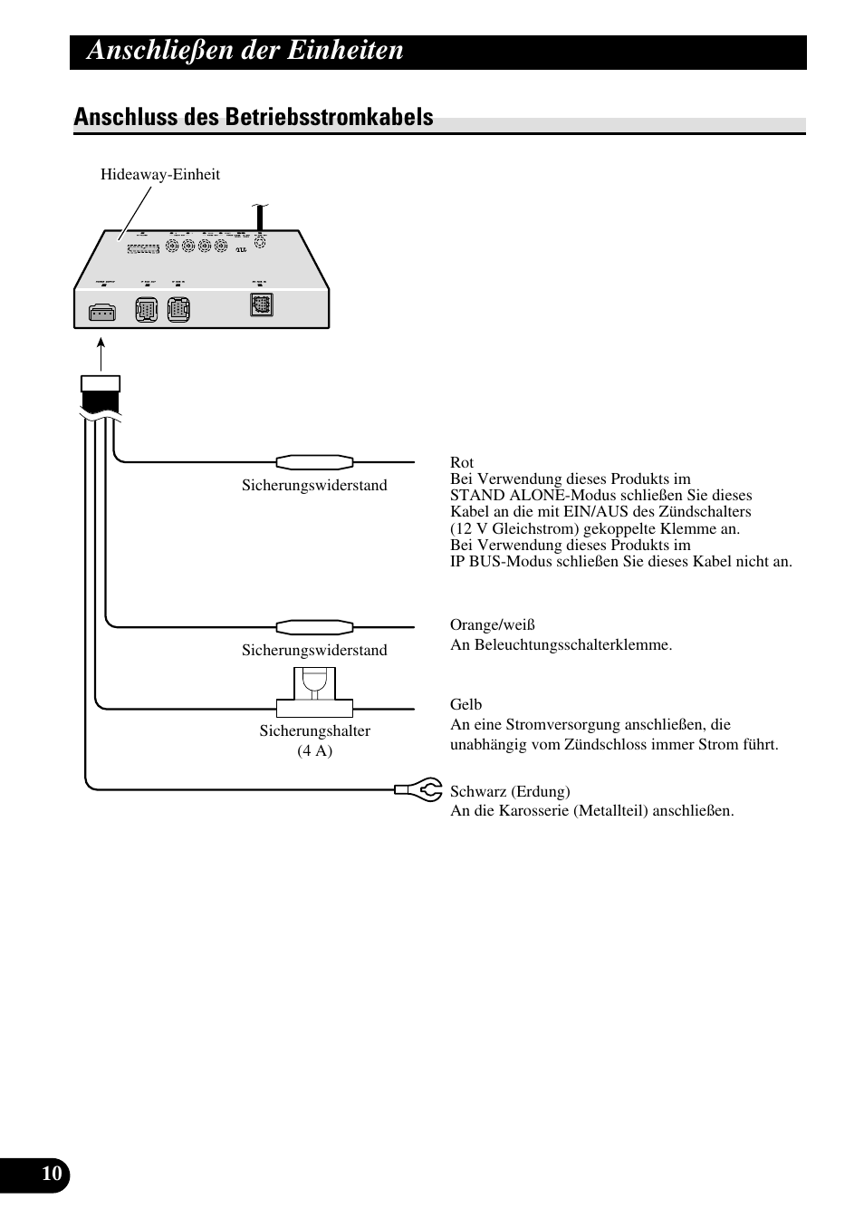 Anschluss des betriebsstromkabels, Anschließen der einheiten | Pioneer XDV-P6 User Manual | Page 38 / 86