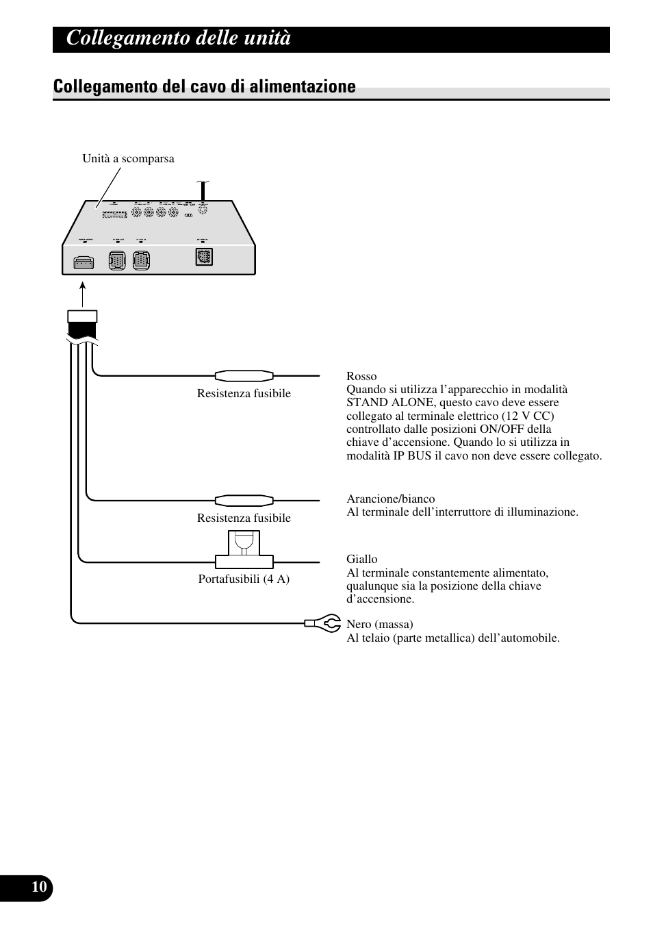 Collegamento del cavo di alimentazione, Collegamento delle unità | Pioneer XDV-P6 User Manual | Page 66 / 86