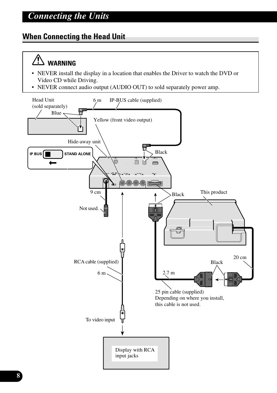 When connecting the head unit, Connecting the units | Pioneer XDV-P6 User Manual | Page 8 / 86