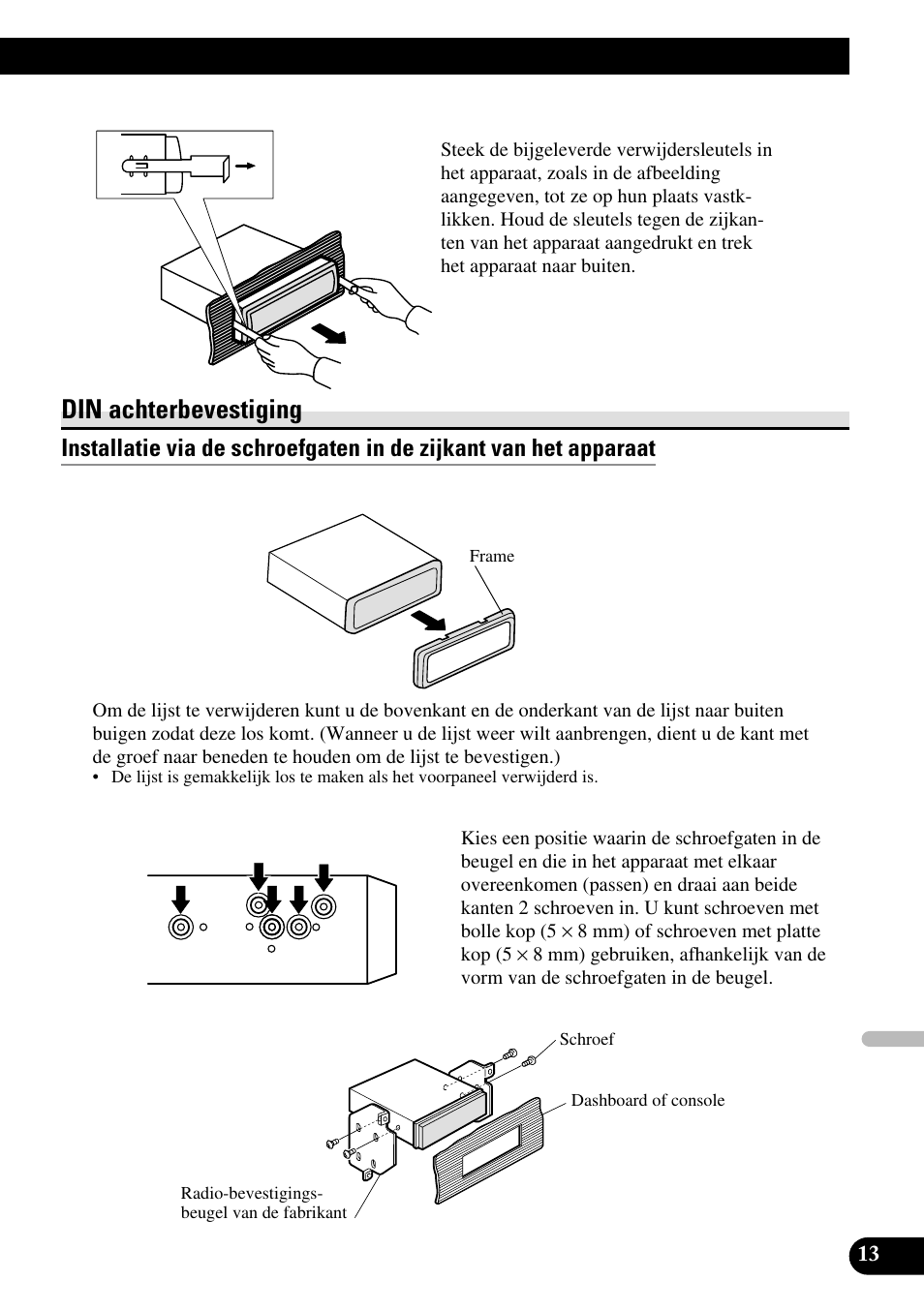 Din achterbevestiging | Pioneer XDV-P6 User Manual | Page 83 / 86