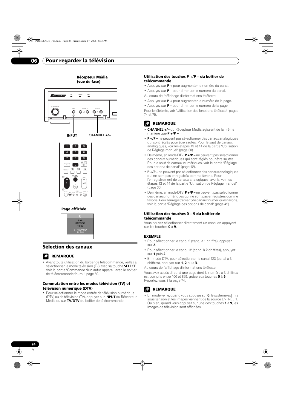 Sélection des canaux, Pour regarder la télévision 06 | Pioneer PDP-506XDE User Manual | Page 102 / 236