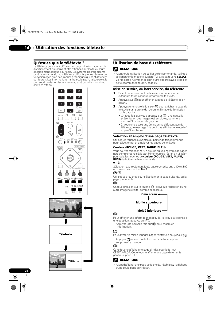 14 utilisation des fonctions télétexte, Qu'est-ce que le télétexte, Utilisation de base du télétexte | Pioneer PDP-506XDE User Manual | Page 152 / 236