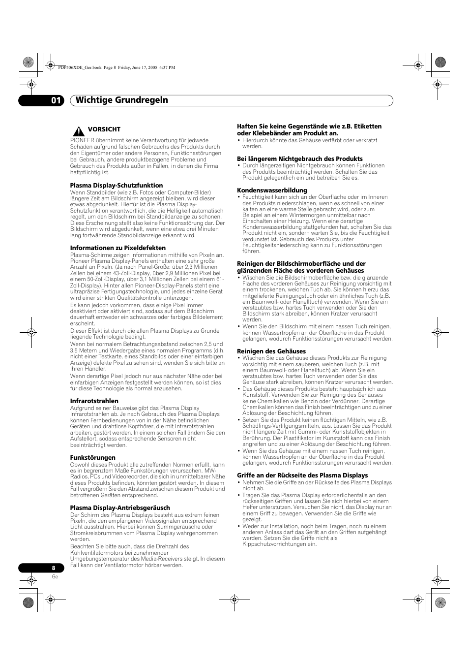 Wichtige grundregeln 01 | Pioneer PDP-506XDE User Manual | Page 164 / 236