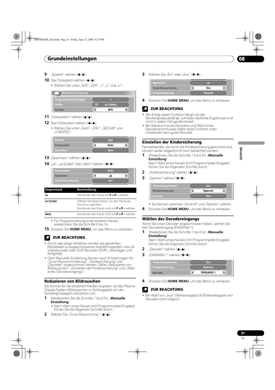 Grundeinstellungen 08 | Pioneer PDP-506XDE User Manual | Page 187 / 236