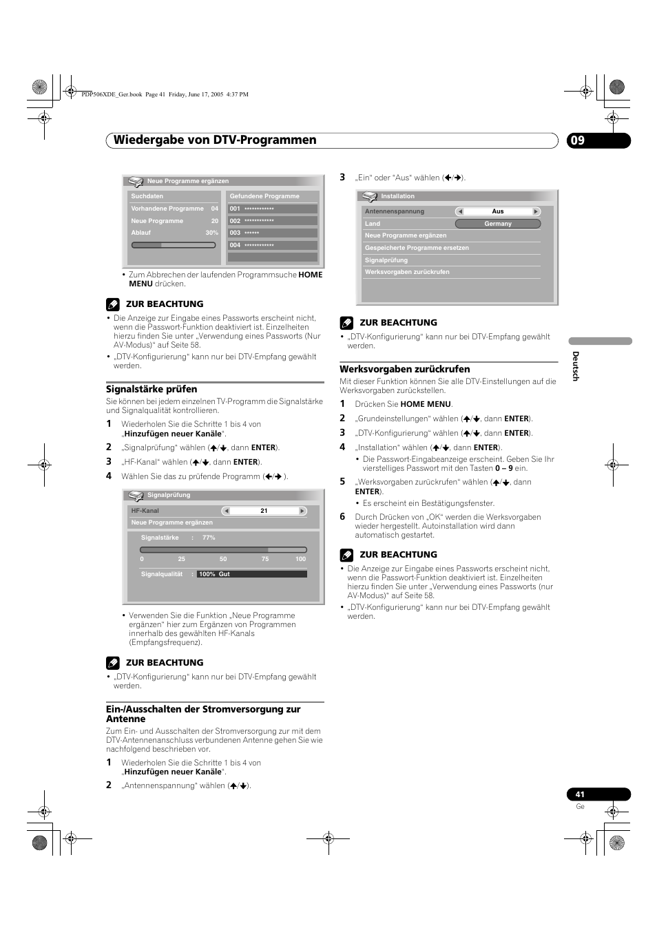Wiedergabe von dtv-programmen 09 | Pioneer PDP-506XDE User Manual | Page 197 / 236