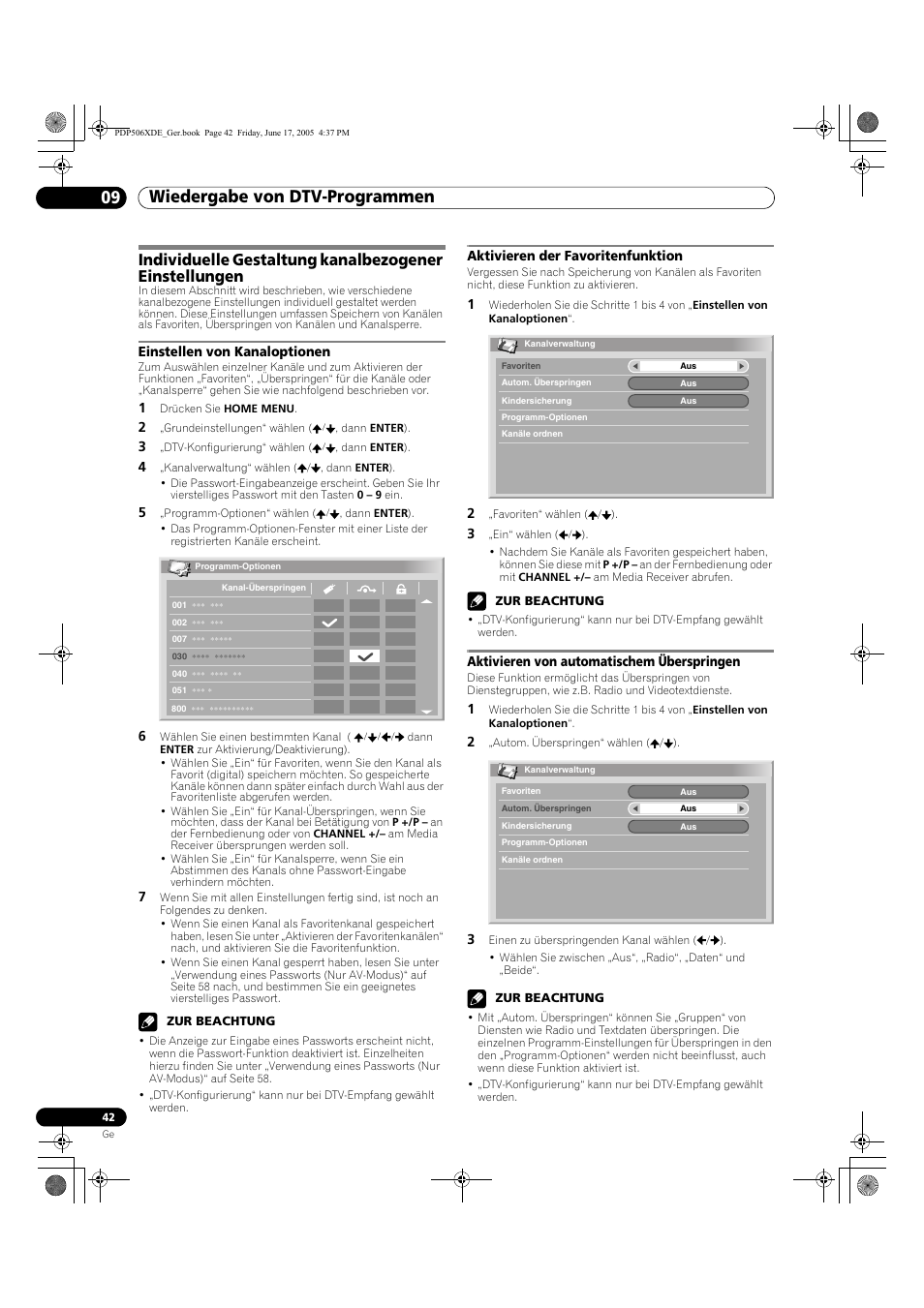 Wiedergabe von dtv-programmen 09 | Pioneer PDP-506XDE User Manual | Page 198 / 236