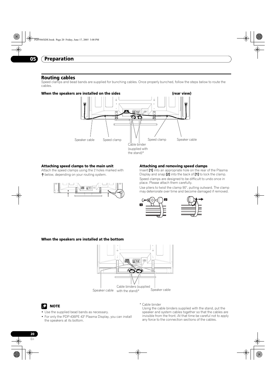 Routing cables, Preparation 05 | Pioneer PDP-506XDE User Manual | Page 20 / 236