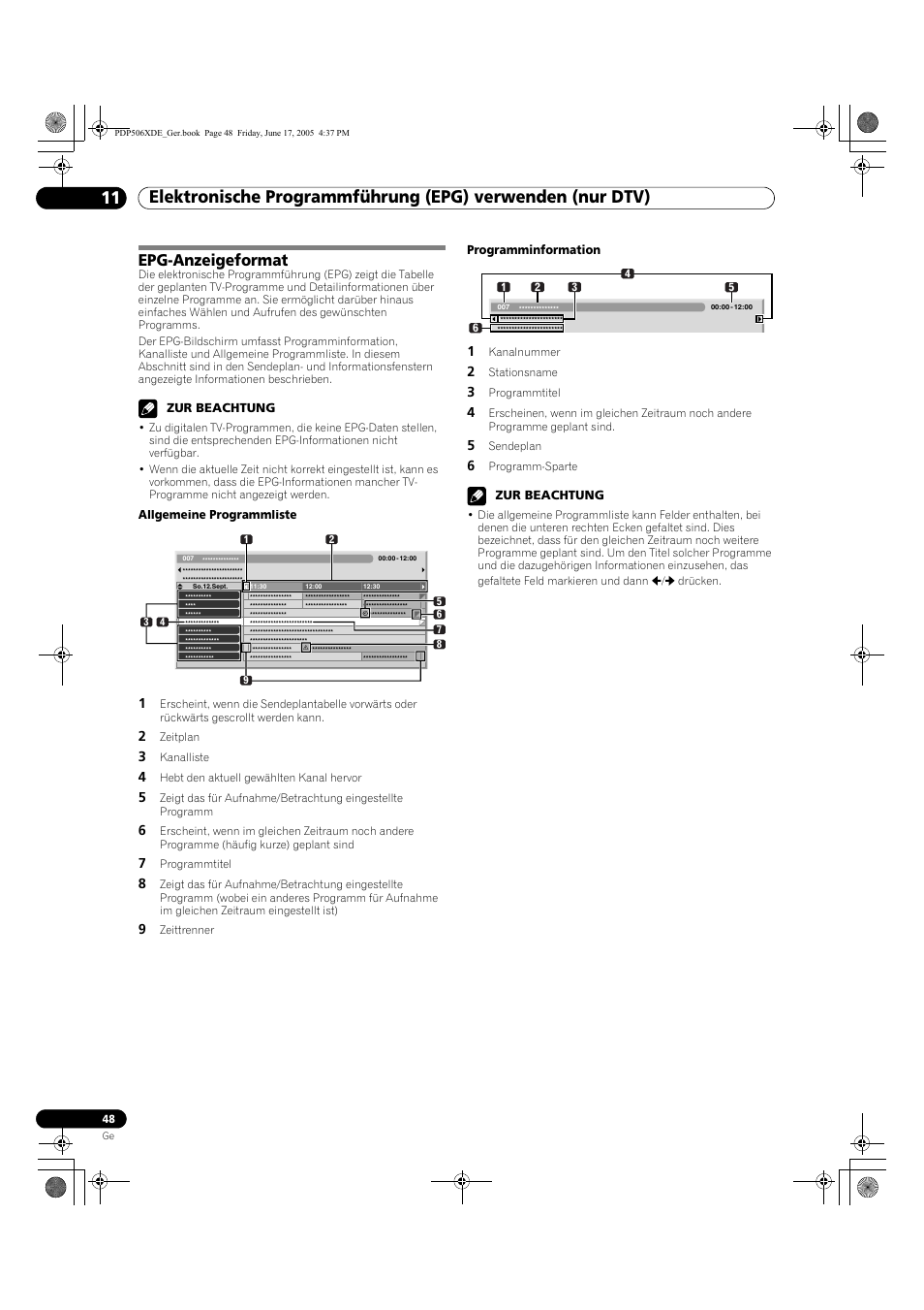 Epg-anzeigeformat | Pioneer PDP-506XDE User Manual | Page 204 / 236