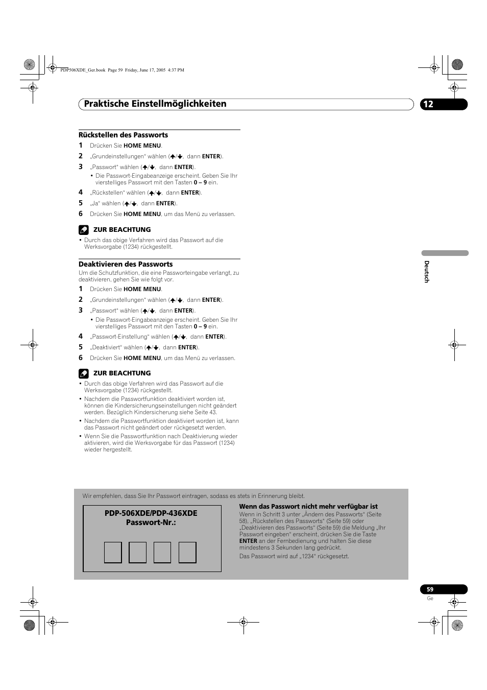 Praktische einstellmöglichkeiten 12 | Pioneer PDP-506XDE User Manual | Page 215 / 236