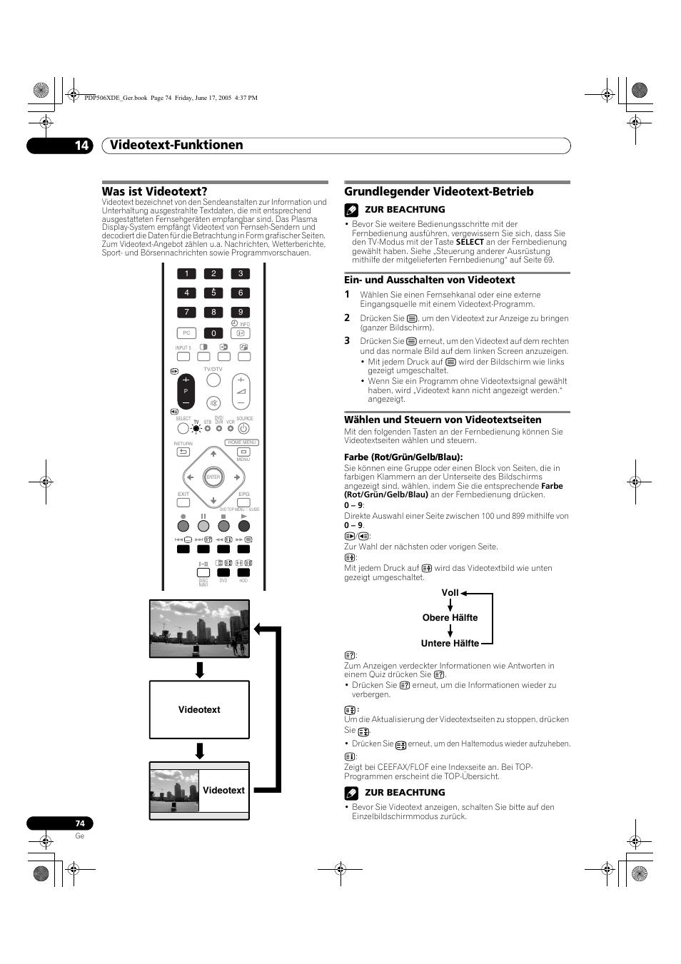 14 videotext-funktionen, Was ist videotext? grundlegender videotext-betrieb, Videotext-funktionen 14 videotext-funktionen | Was ist videotext, Grundlegender videotext-betrieb | Pioneer PDP-506XDE User Manual | Page 230 / 236