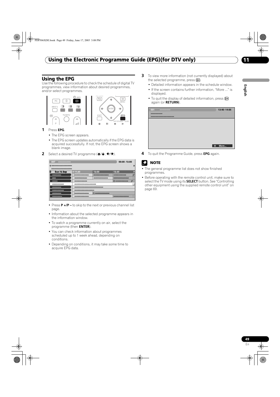 Using the epg | Pioneer PDP-506XDE User Manual | Page 49 / 236