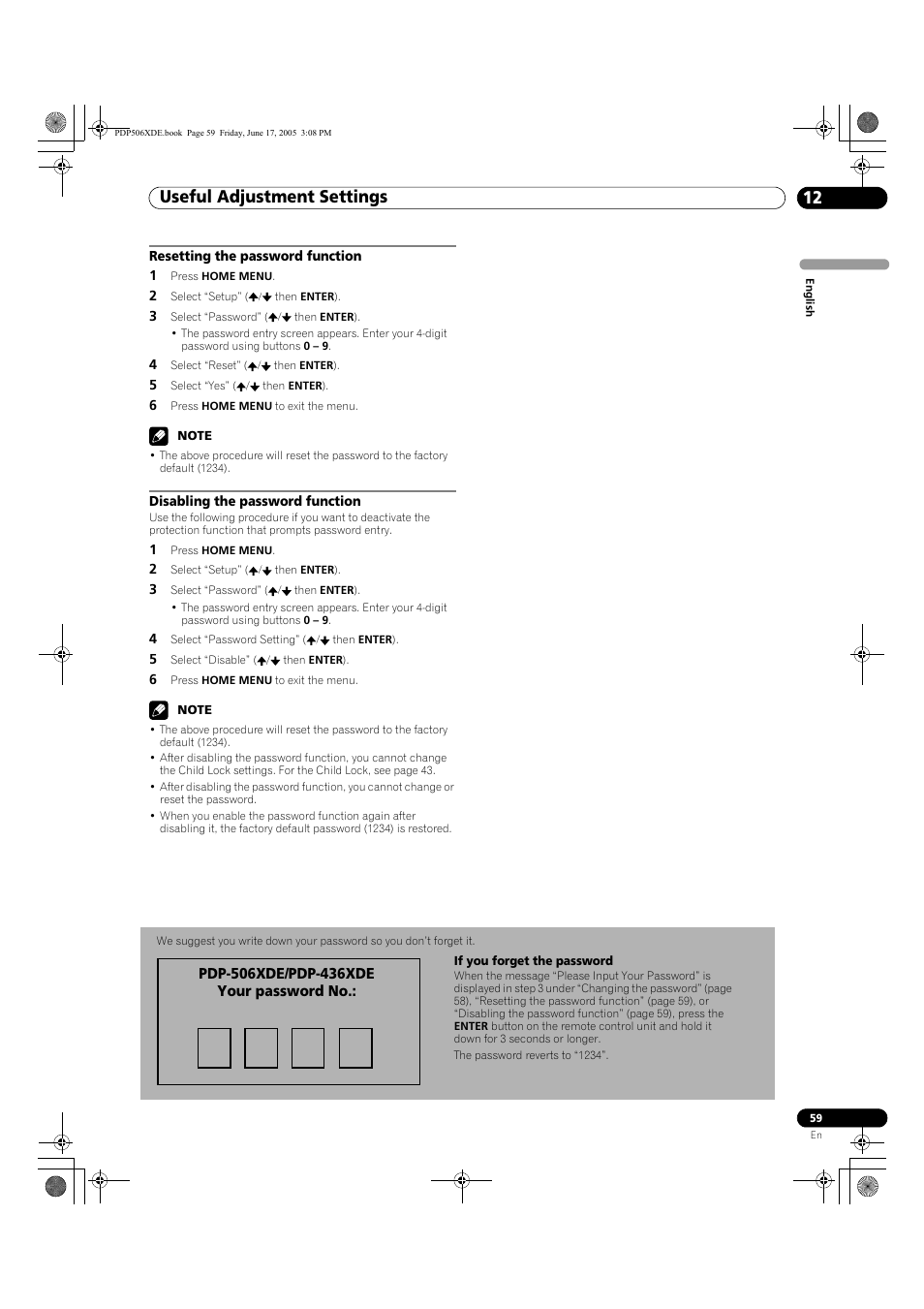 Useful adjustment settings 12 | Pioneer PDP-506XDE User Manual | Page 59 / 236