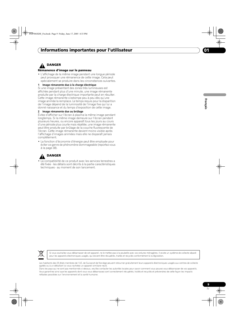 Informations importantes pour l’utilisateur 01 | Pioneer PDP-506XDE User Manual | Page 87 / 236
