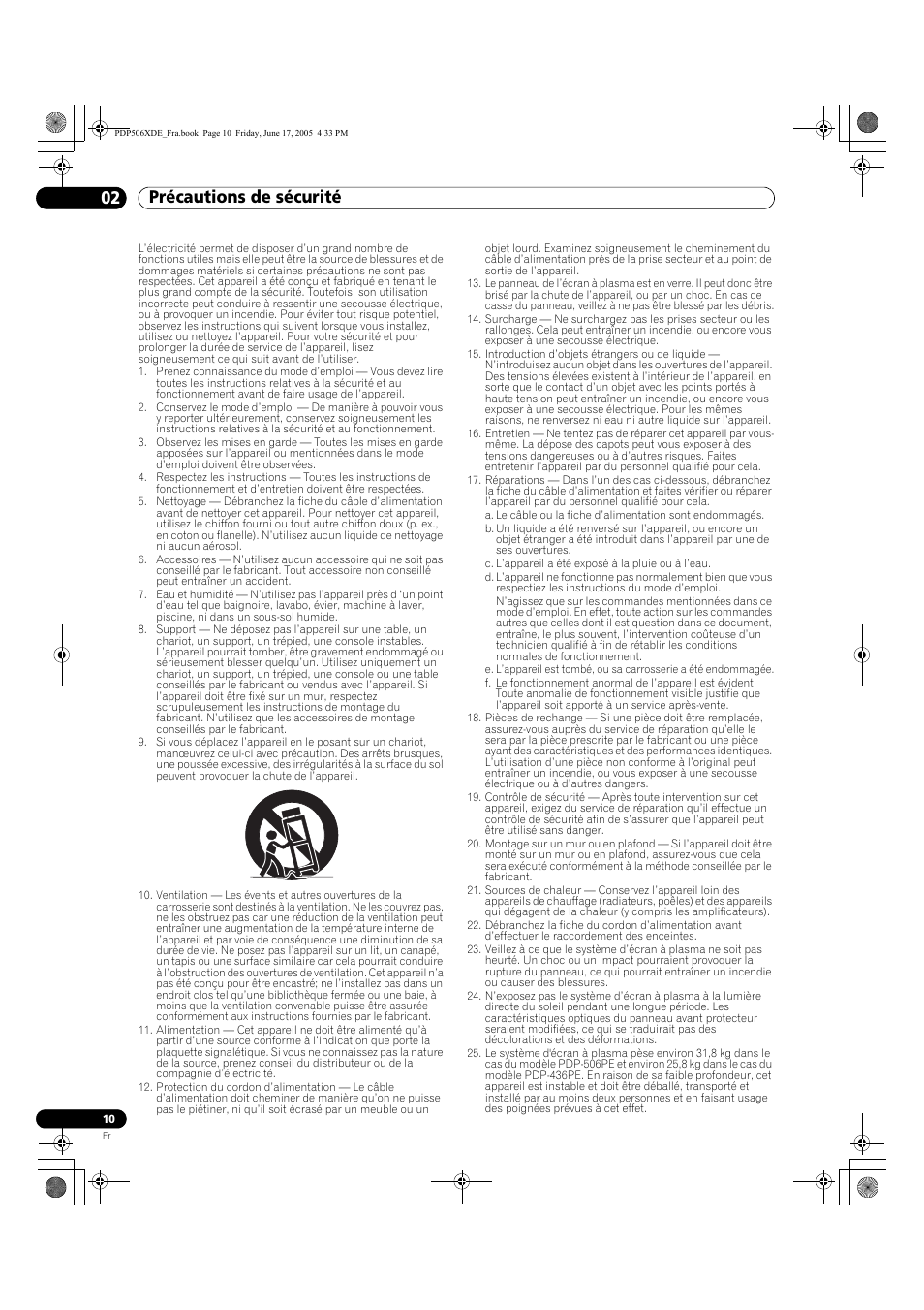 02 précautions de sécurité, Précautions de sécurité 02 précautions de sécurité | Pioneer PDP-506XDE User Manual | Page 88 / 236