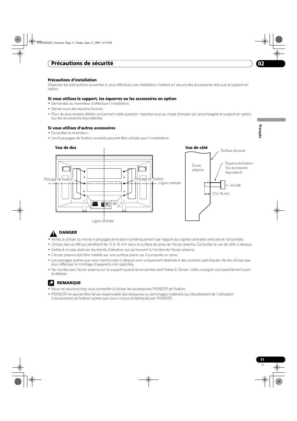 Précautions de sécurité 02 | Pioneer PDP-506XDE User Manual | Page 89 / 236