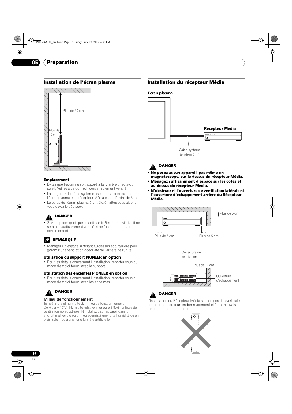 05 préparation, Préparation 05 préparation, Installation de l’écran plasma | Installation du récepteur média | Pioneer PDP-506XDE User Manual | Page 94 / 236