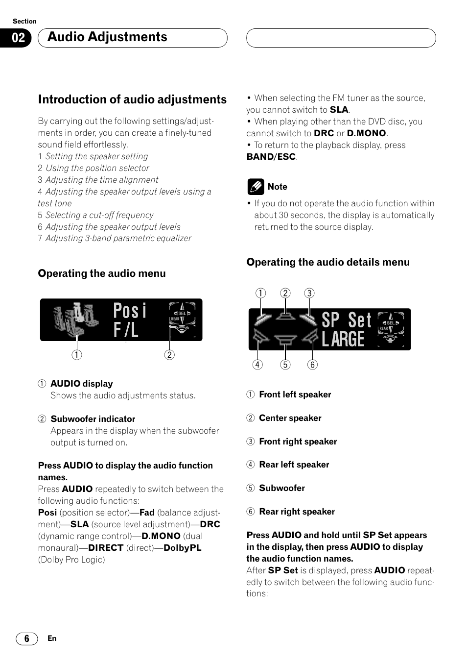 Introduction of audio adjustments 6, Audio adjustments, Introduction of audio adjustments | Pioneer DEQ-P7000 User Manual | Page 6 / 112