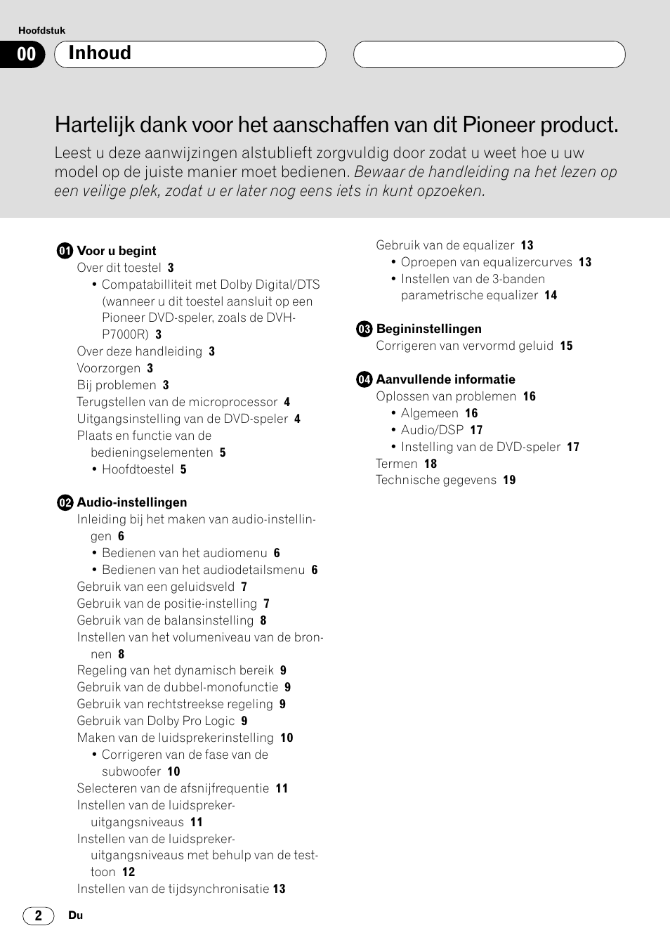Inhoud 00 | Pioneer DEQ-P7000 User Manual | Page 92 / 112