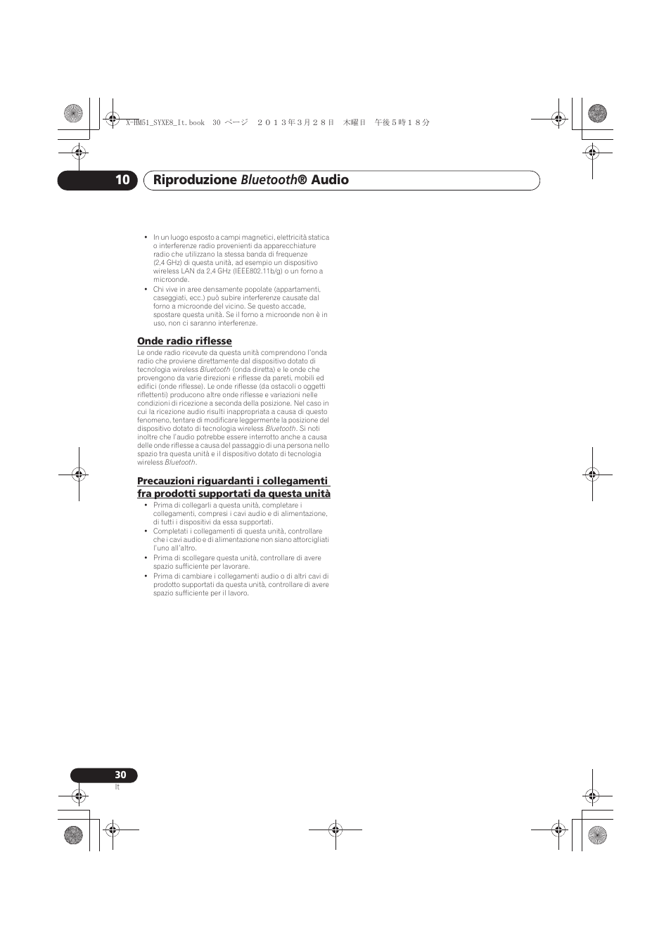 Onde radio riflesse, Supportati da questa unità, Riproduzione bluetooth ® audio | Pioneer X-HM51-S User Manual | Page 138 / 256