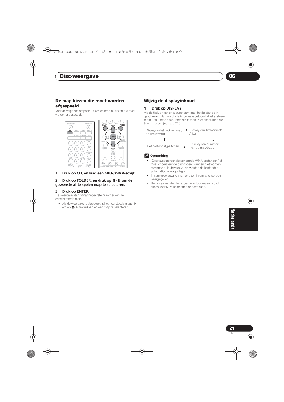 De map kiezen die moet worden afgespeeld, Wijzig de displayinhoud, Disc-weergave 06 | 1druk op display | Pioneer X-HM51-S User Manual | Page 165 / 256