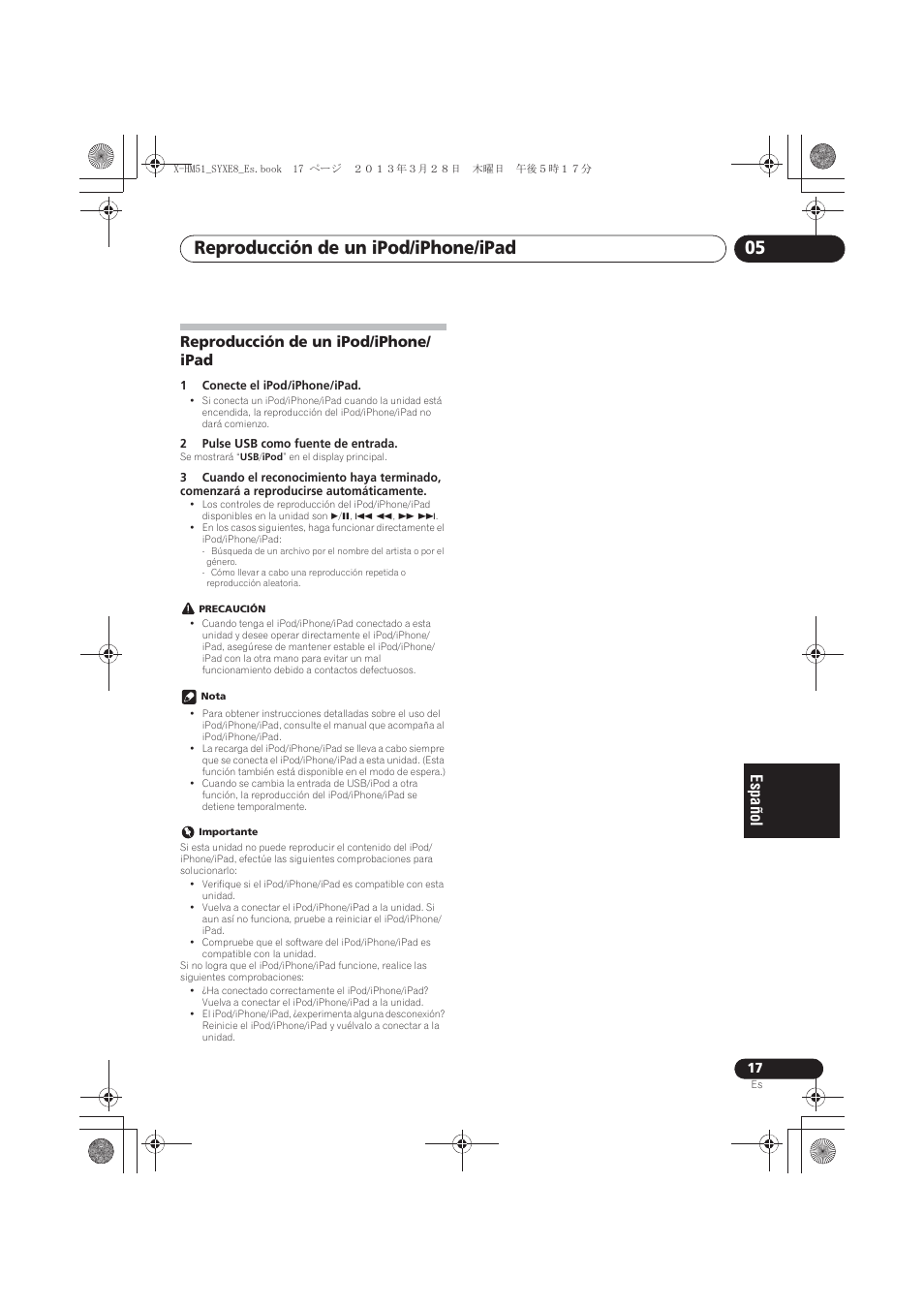 Reproducción de un ipod/iphone/ipad, Reproducción de un ipod/iphone/ipad 05, Reproducción de un ipod/iphone/ ipad | Pioneer X-HM51-S User Manual | Page 197 / 256