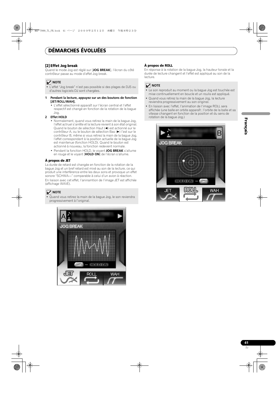 2 effet hold, À propos de jet, À propos de roll | Démarches évoluées | Pioneer MEP-7000 User Manual | Page 109 / 208