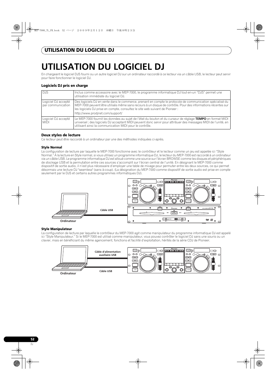 Utilisation du logiciel dj, Style normal, Style manipulateur | Pioneer MEP-7000 User Manual | Page 120 / 208