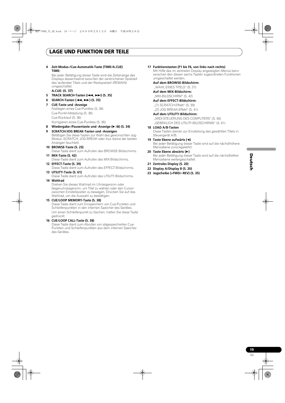 Lage und funktion der teile | Pioneer MEP-7000 User Manual | Page 155 / 208