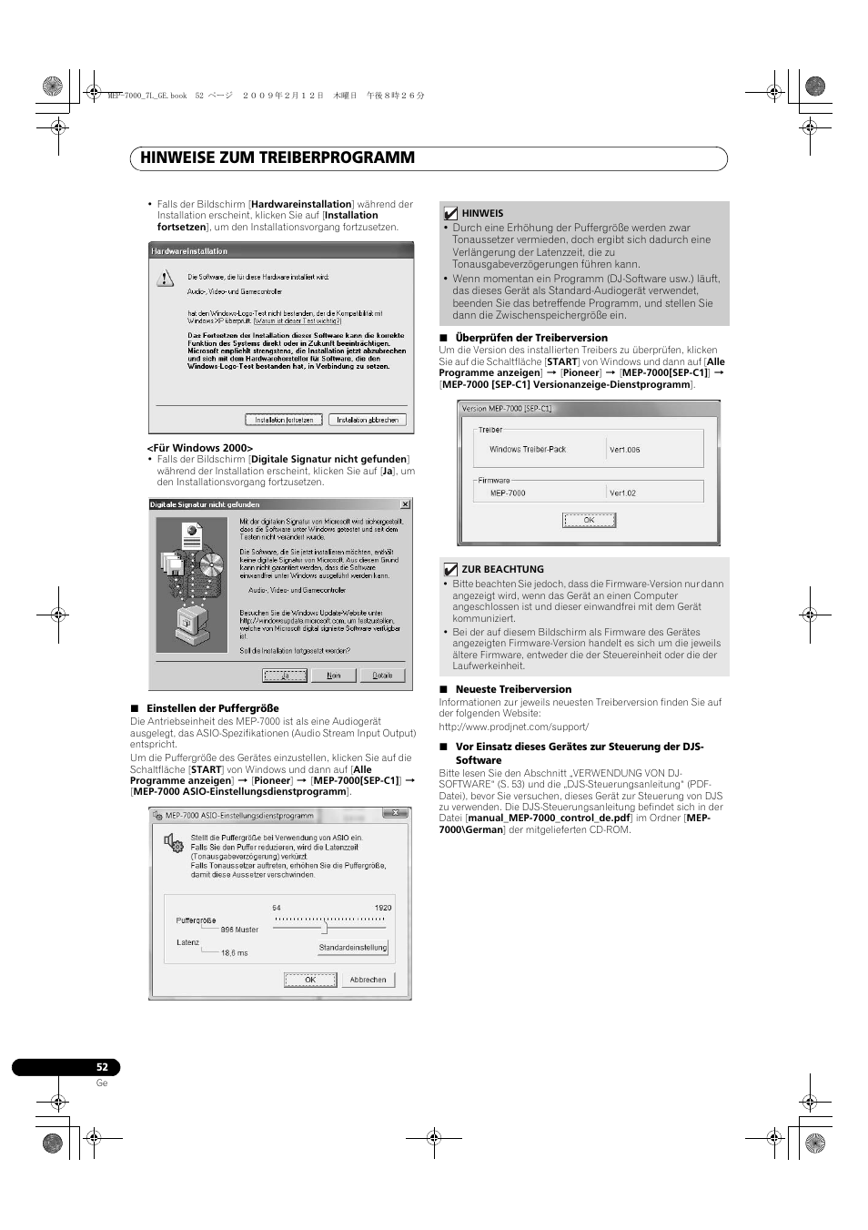 Hinweise zum treiberprogramm | Pioneer MEP-7000 User Manual | Page 188 / 208