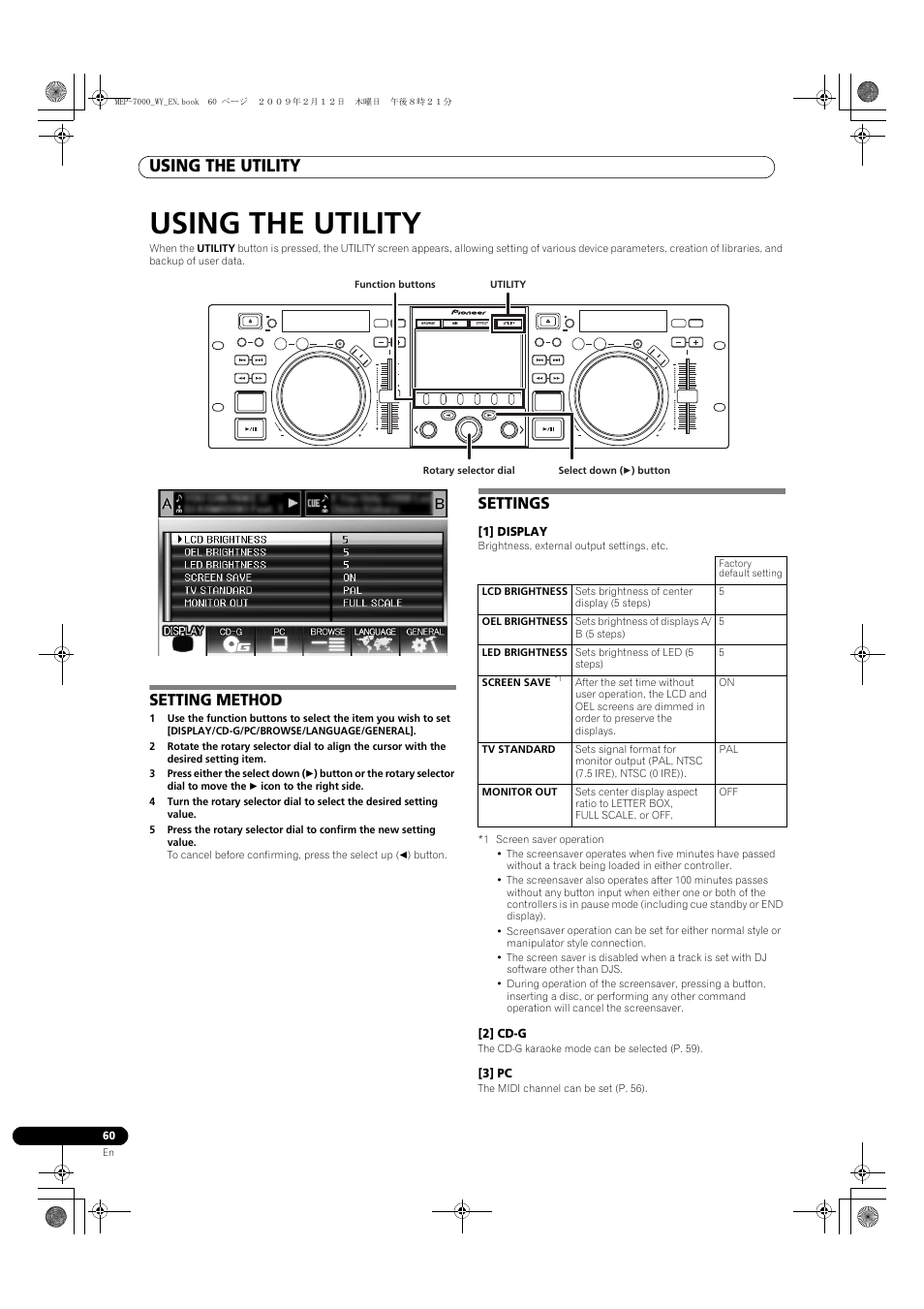 Using the utility, Setting method, Settings | Setting method settings | Pioneer MEP-7000 User Manual | Page 60 / 208