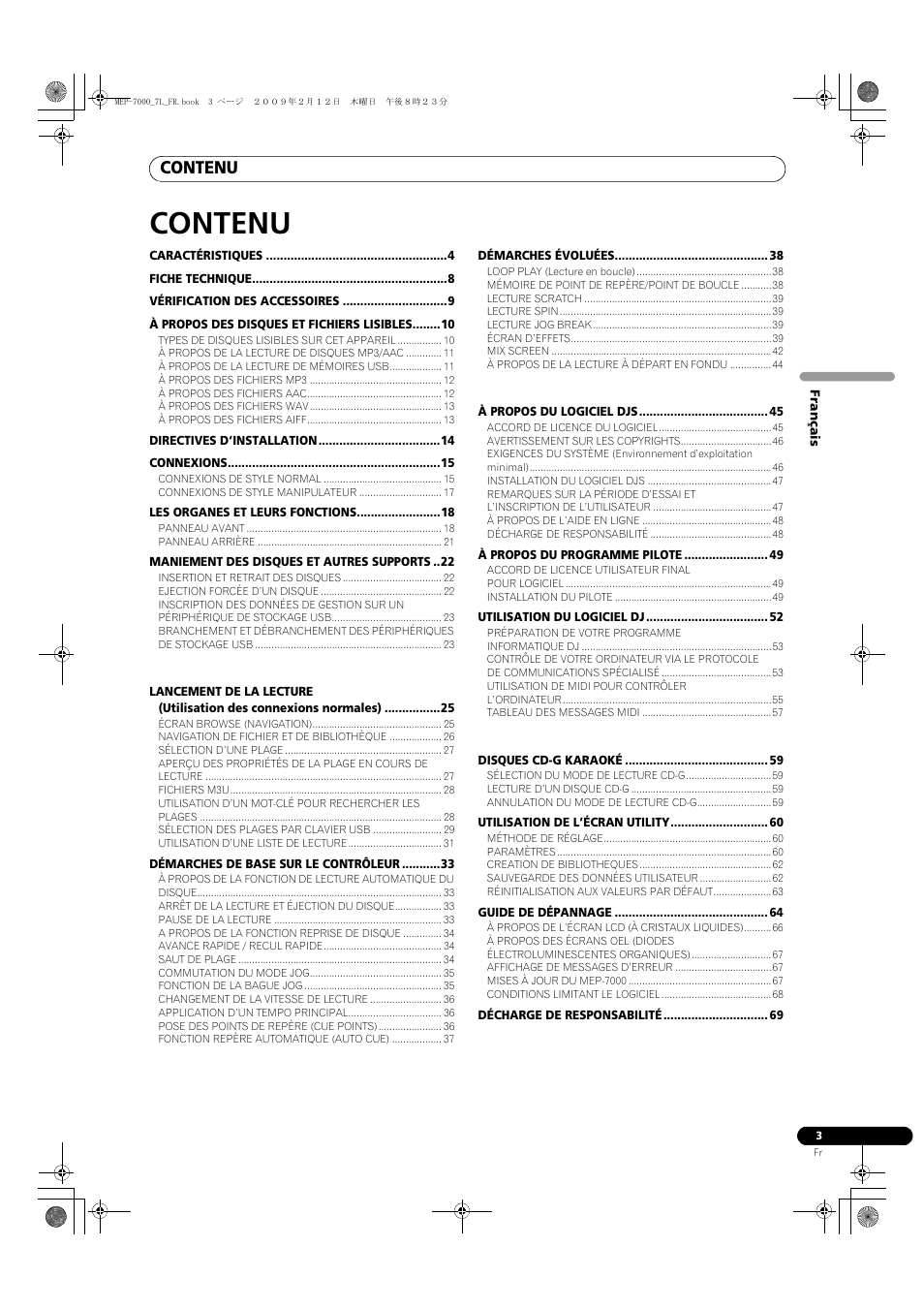 Contenu | Pioneer MEP-7000 User Manual | Page 71 / 208