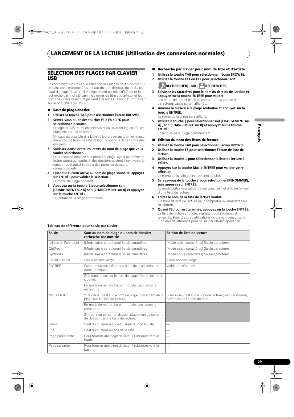 Sélection des plages par clavier usb | Pioneer MEP-7000 User Manual | Page 97 / 208