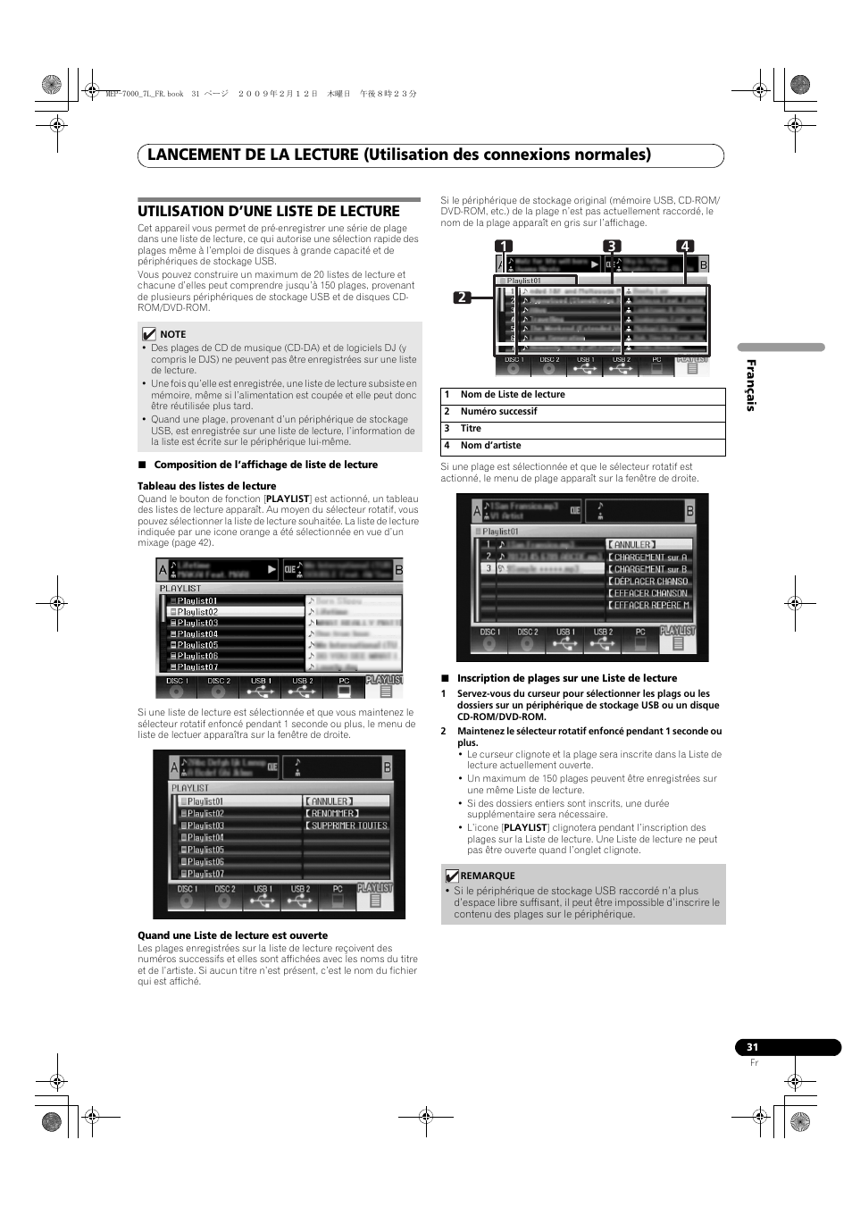 Utilisation d’une liste de lecture | Pioneer MEP-7000 User Manual | Page 99 / 208