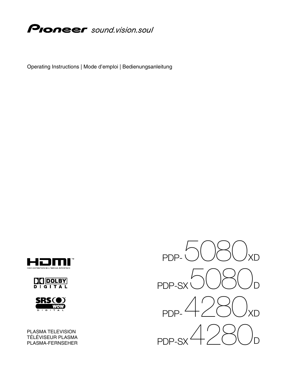 Pioneer PDP-SX5080D User Manual | 236 pages