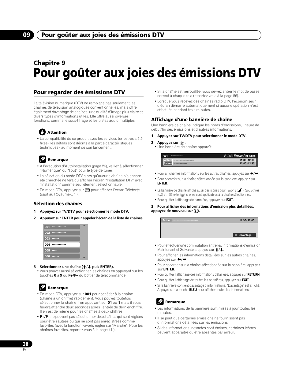 09 pour goûter aux joies des émissions, Pour regarder des émissions dtv, Pour goûter aux joies des émissions dtv | Pour goûter aux joies des émissions dtv 09, Chapitre 9 | Pioneer PDP-SX5080D User Manual | Page 116 / 236