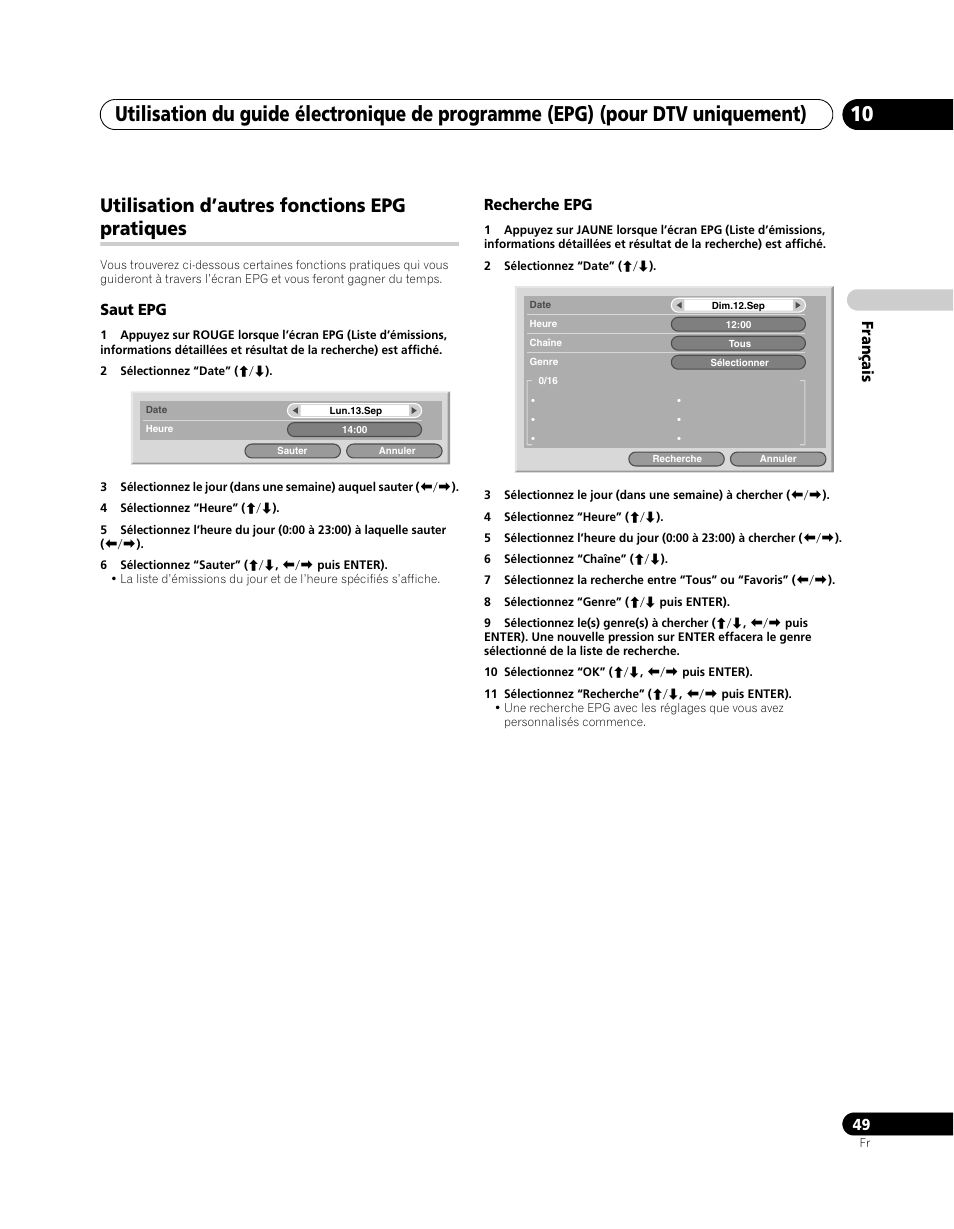 Utilisation d’autres fonctions epg pratiques | Pioneer PDP-SX5080D User Manual | Page 127 / 236