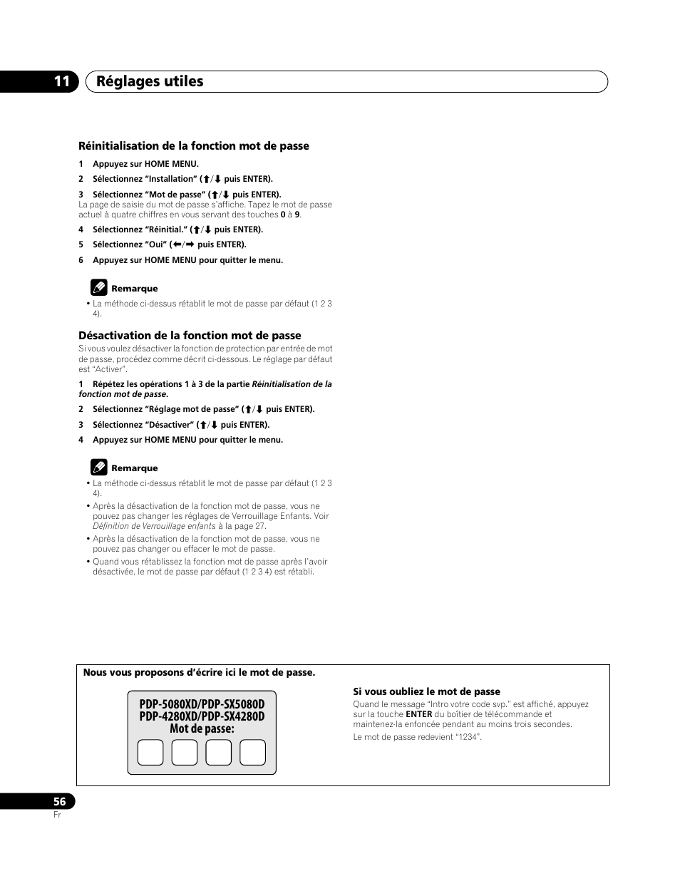 Réglages utiles 11 | Pioneer PDP-SX5080D User Manual | Page 134 / 236