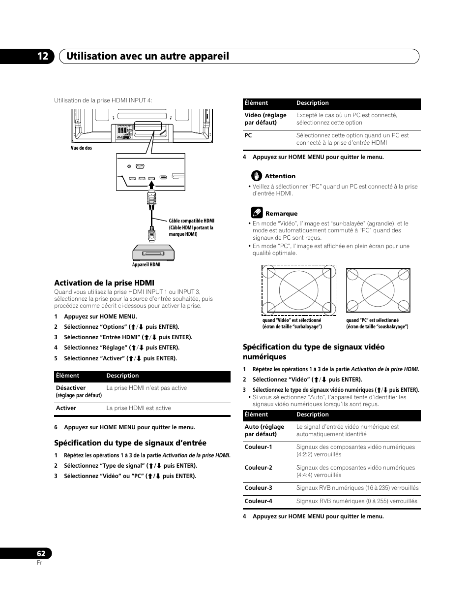 Utilisation avec un autre appareil 12 | Pioneer PDP-SX5080D User Manual | Page 140 / 236