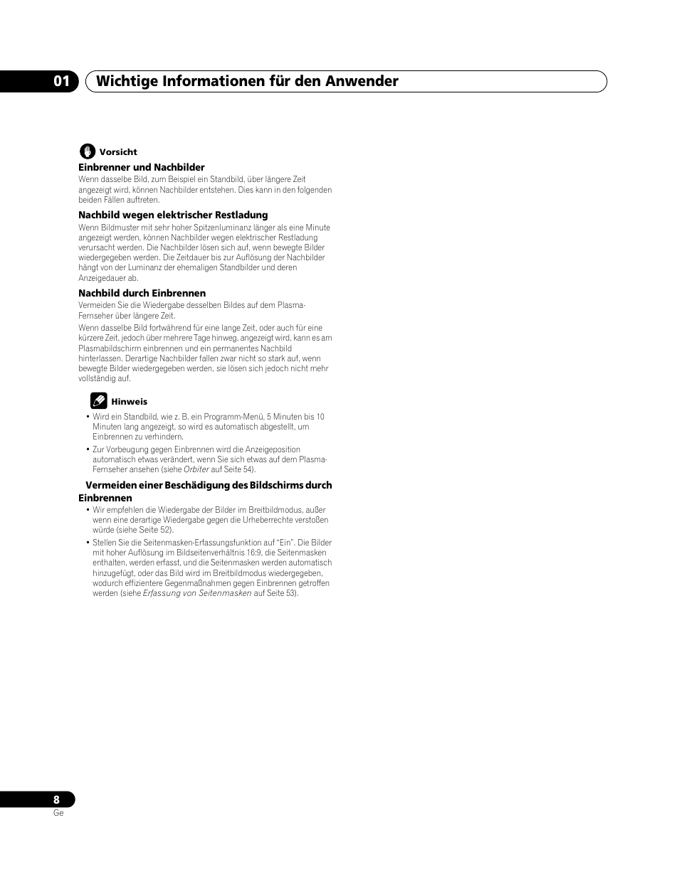 Wichtige informationen für den anwender 01 | Pioneer PDP-SX5080D User Manual | Page 164 / 236