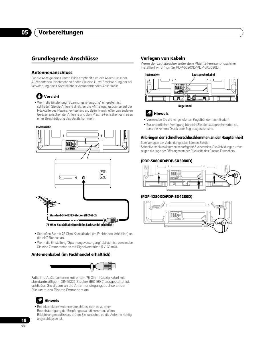 Grundlegende anschlüsse, Vorbereitungen 05 | Pioneer PDP-SX5080D User Manual | Page 174 / 236