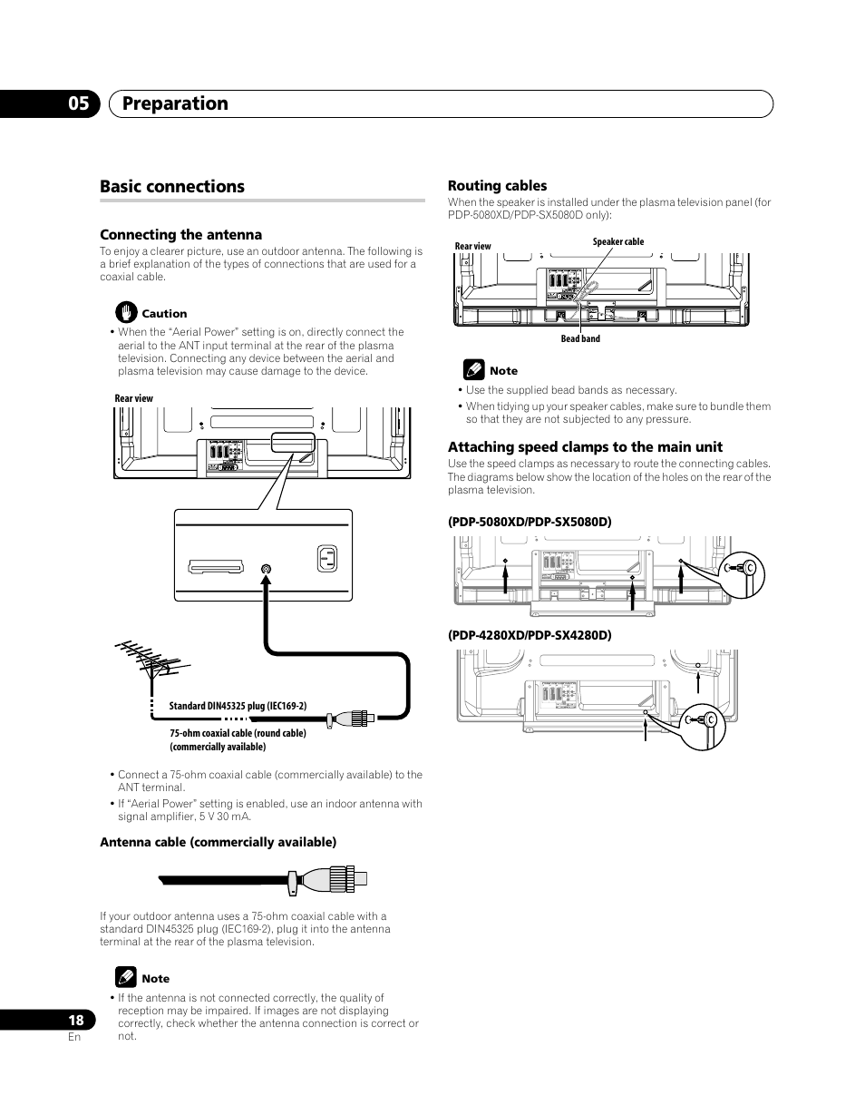 Basic connections, Preparation 05 | Pioneer PDP-SX5080D User Manual | Page 18 / 236