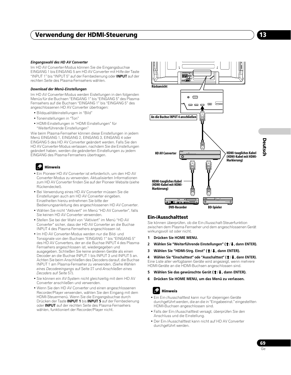 Verwendung der hdmi-steuerung 13 | Pioneer PDP-SX5080D User Manual | Page 225 / 236