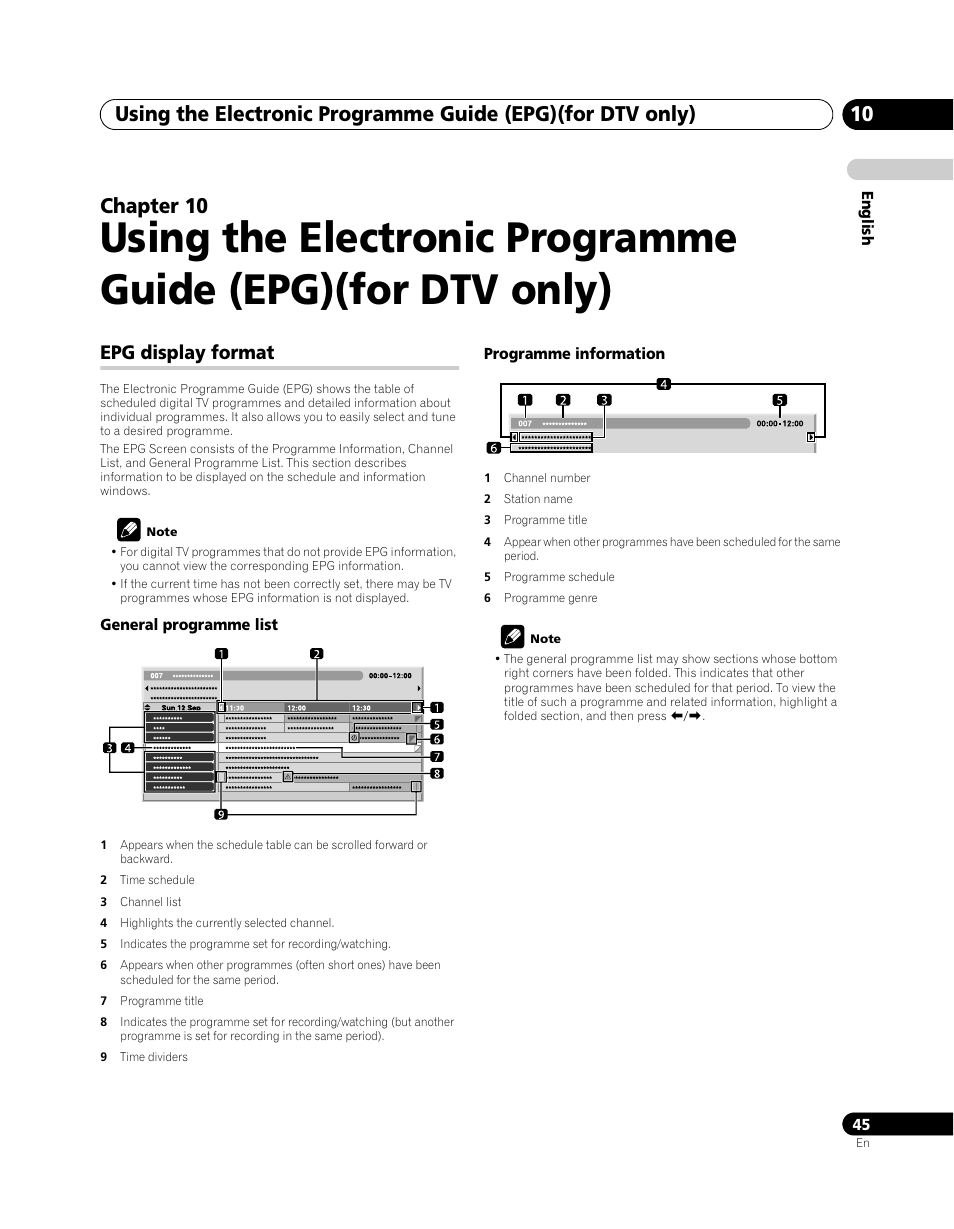 Epg display format, Chapter 10 | Pioneer PDP-SX5080D User Manual | Page 45 / 236