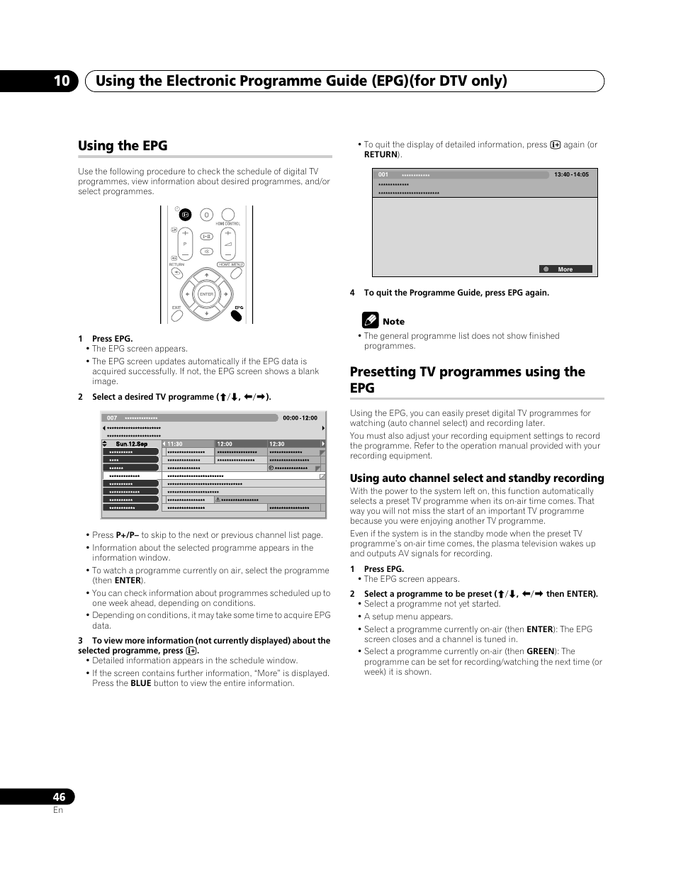 Using the epg, Presetting tv programmes using the epg | Pioneer PDP-SX5080D User Manual | Page 46 / 236